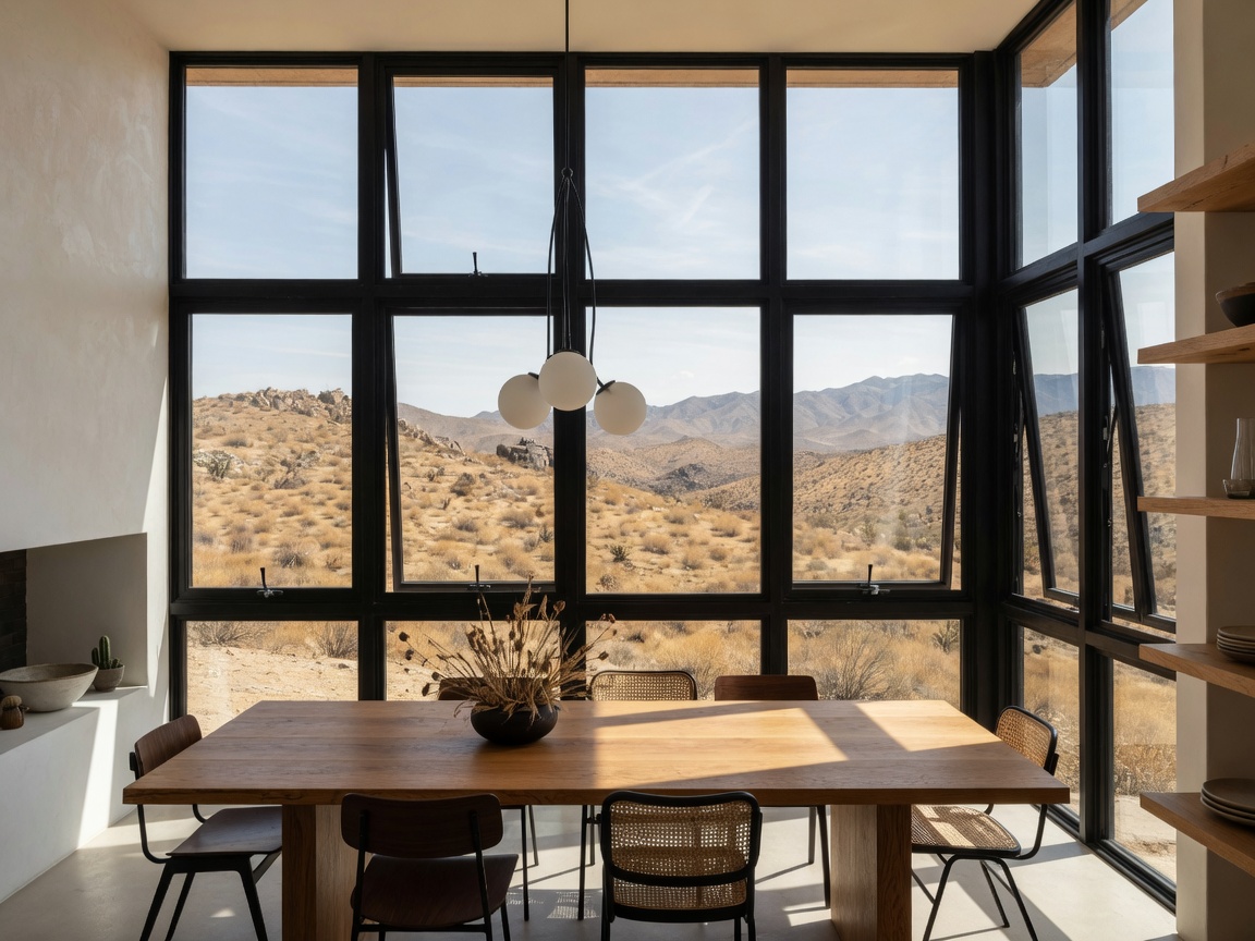 Dining room with black European frames
