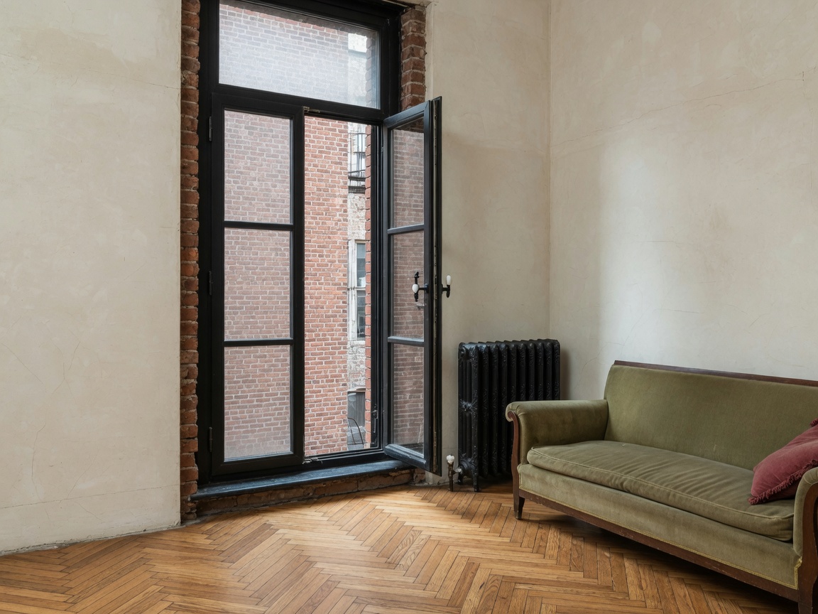 Brownstone parlor with a turned European sash