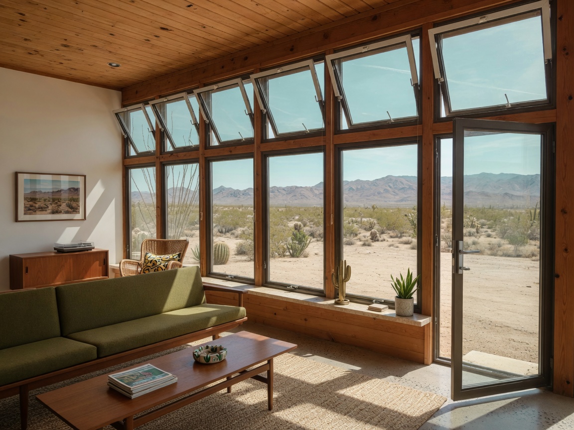 Ranch living room with tilt-and-turn ribbon windows